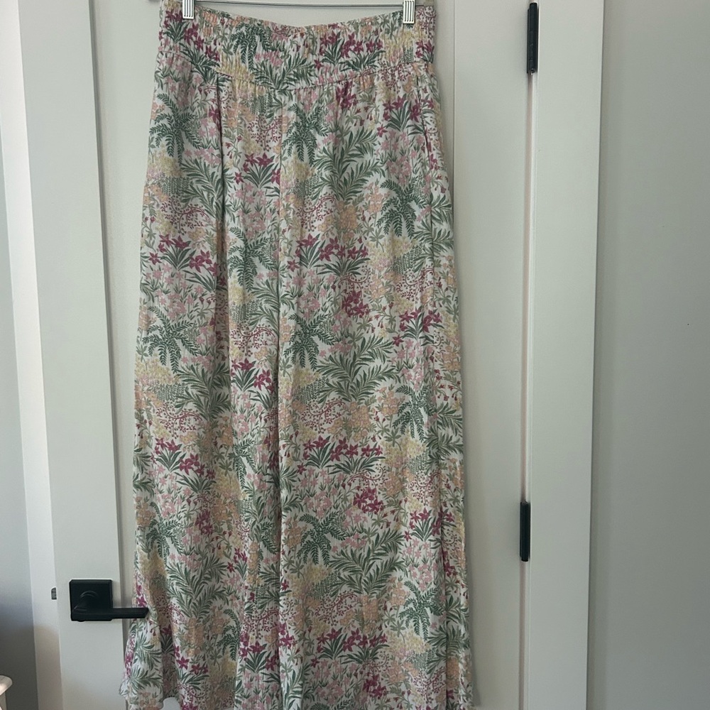 Wonderly Floral Wide Leg Pants - Green, Pink, Yellow
